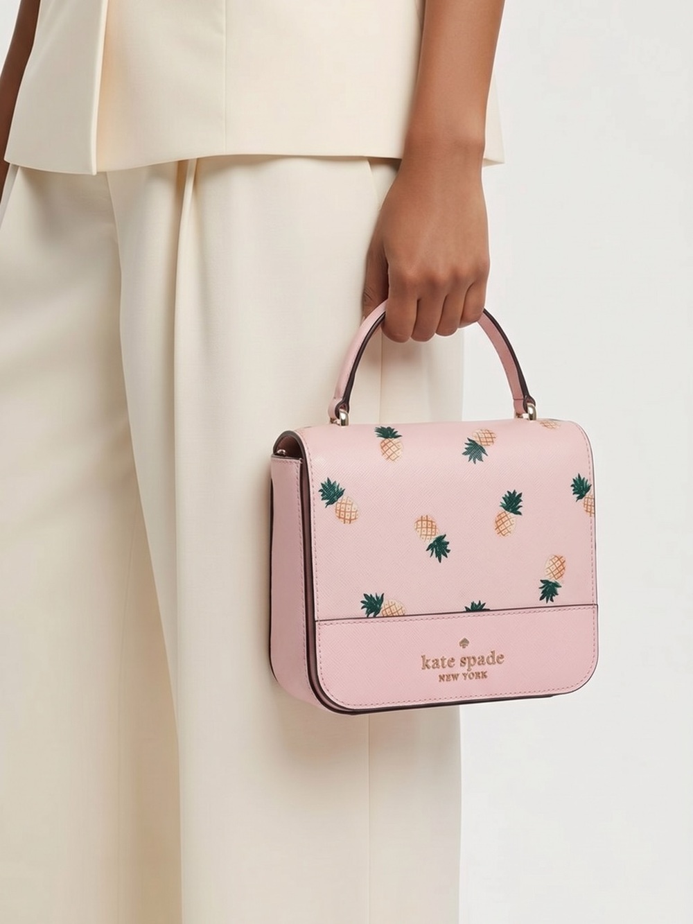 Kate Spade Staci Square Flap EUC Pineapple Crossbody Purse Travel, Casual, Work